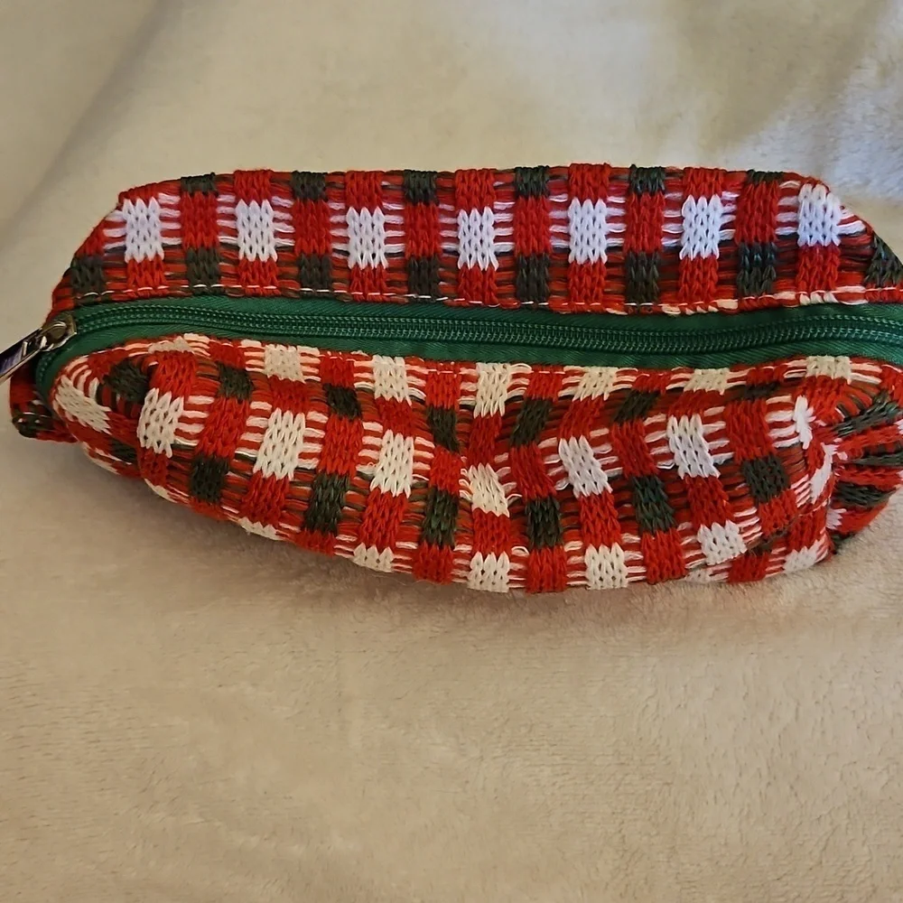 3/$30 Checkered Christmas Holiday Makeup Toiletry Zipper Bag